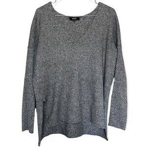 Babaton | Aritzia Grey Marled Wool/Linen Blend V-Neck High-Low Sweater Size XS